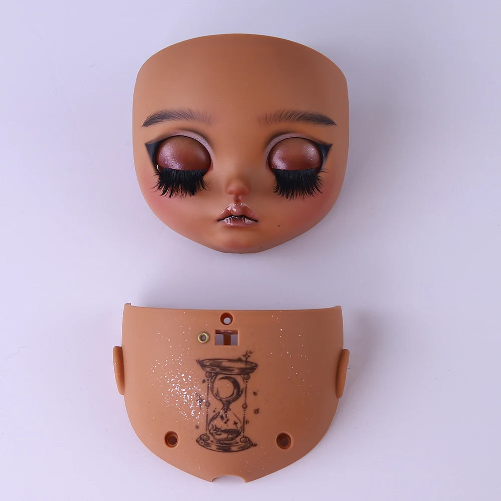 Blyth1/6 doll Hand-painted shell DIY makeup lip carving eyebrows handmade Ears