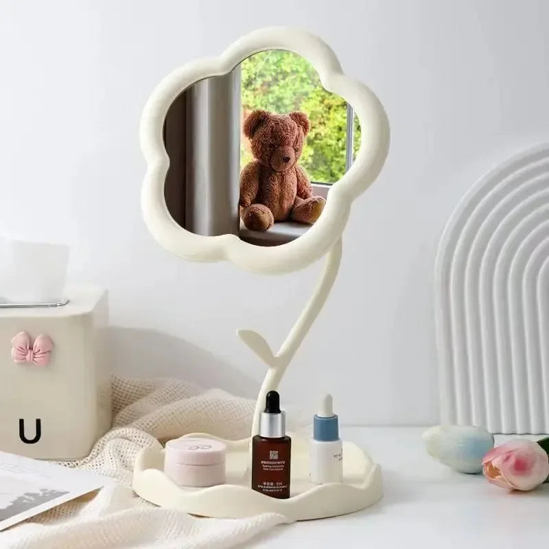 Creative Desktop Flower Mirror for Dorm Room High Aesthetic Value Gao Yan Style Makeup Vanity Bedroom Home Decor
