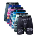 ETHIKA 6Pcs Men Underwear Boxers Breathable Man Swimming Underpants Plus Size Print Mens Panties Trunks Sexy Men's Boxershorts