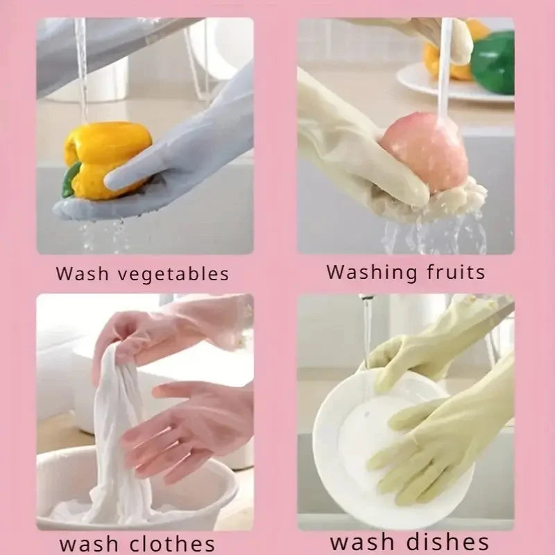 1 Pair Durable Waterproof PVC Cleaning Gloves Non-Slip Dishwashing Gloves for Kitchen Household Laundry Gloves Multipurpose