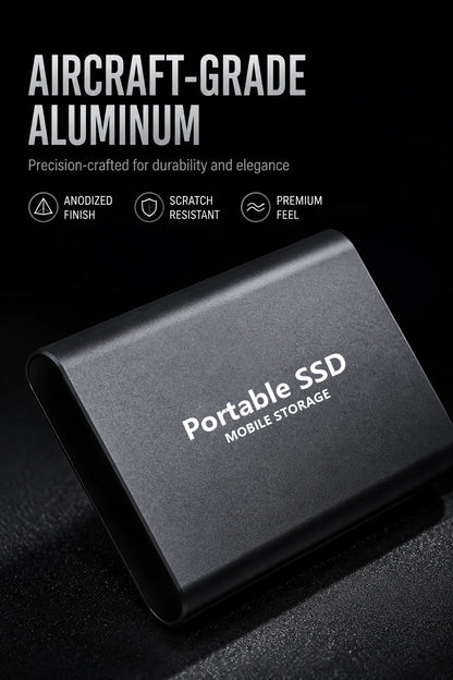 High-speed SSD 1TB Portable External Hard Drive 2TB Solid State Drive 4TB Mass Hard Disk for Laptop Mac PC and Mobile Phone Data