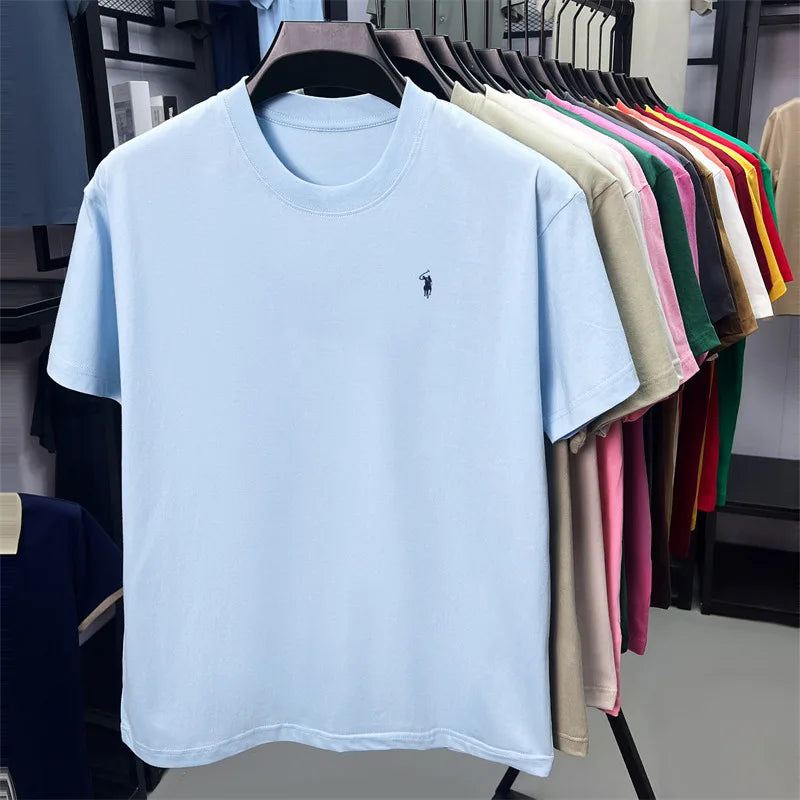 100% cotton breathable short sleeve T-shirt men's summer fashion luxury brand golf Paul embroidery loose casual round neck top