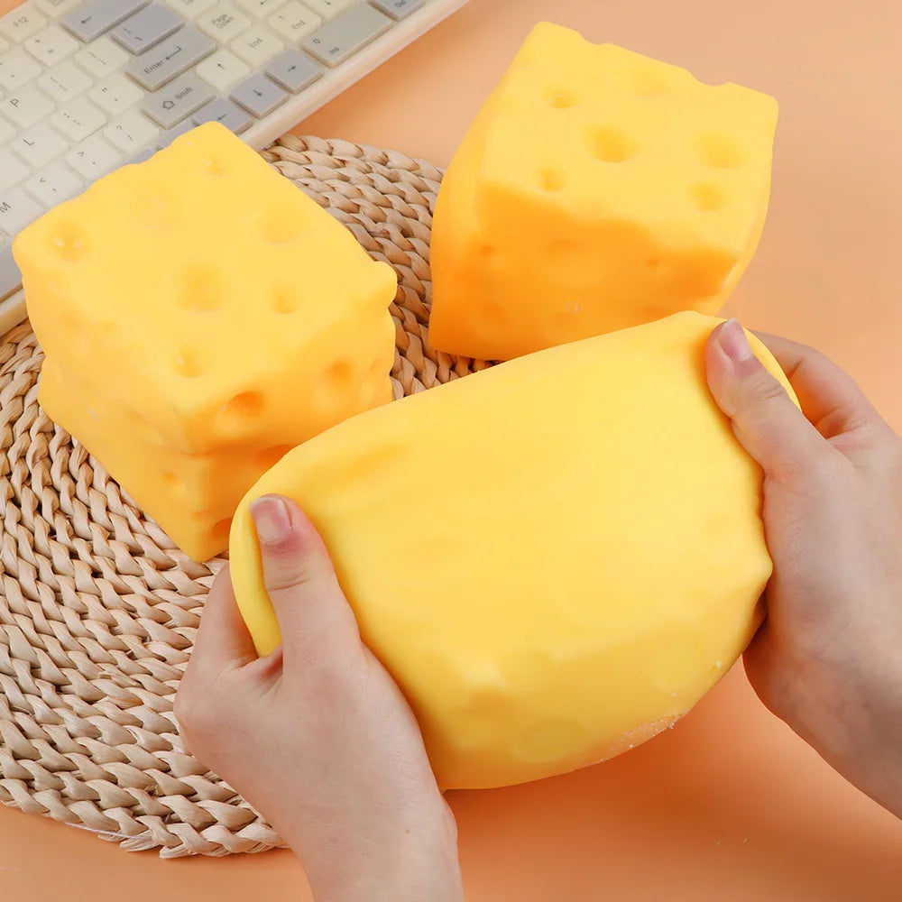 Giant Cube Cheese Squeeze Toy Simulation Extra Large Size Cheese Fidget Toy Slow Rebound Shapeable Venting Ball for Adult Gifts
