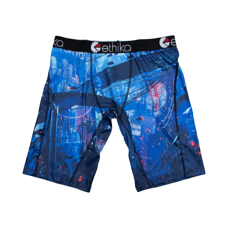 ETHIKA 1Pcs Men Underwear Boxers Breathable Mesh Crotch Man Underpants Plus Size L-3XL Mens Panties Printed Men's Boxers Briefs