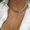Elegant Multilayer Tassel Chain Pendant Necklace For Women Vintage Creative Natural Blue Stone Chocker Necklace Wedding Jewelry