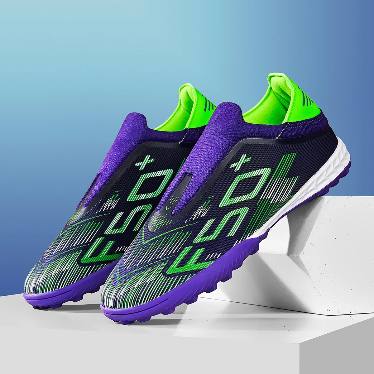 Unisex Adult TF Soccer Shoes Air-permeable PU Blended Fabric Dense Rubber Stud Anti-slip Wearproof Artificial Turf Daily Trainin