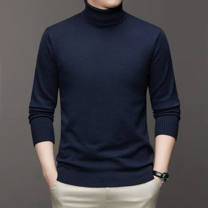 2026 New Mens Knitted Sweaters Solid Color Turtleneck Breathable Pullovers Warm Outdoor Basic Streetwear autumn Business Tops