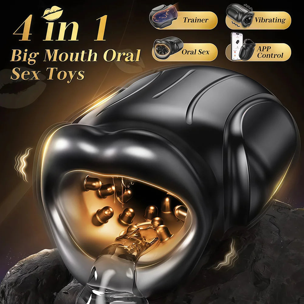 APP Control Male Masturbator Cup Sucking Vibrating Mouth Blowjob Glans Penis Trainer Pocket Pussy Sex Machine Sex Toy for Man