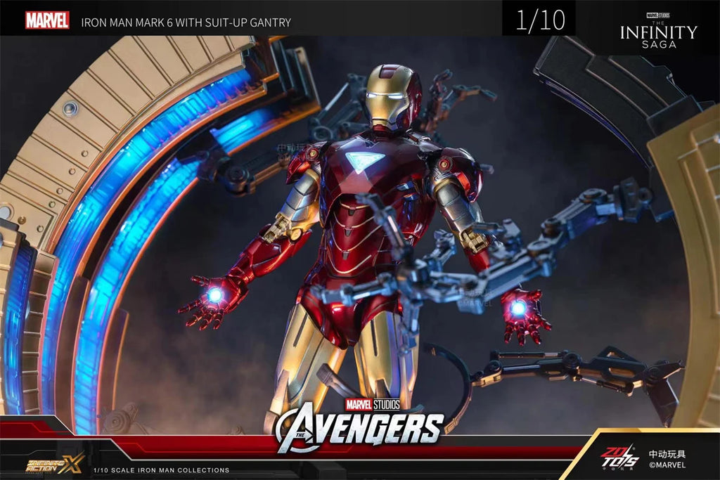 ZD Toys Avengers Iron Man Action Figure MK6 Suit-up Gantry Suit Up Gantry With MK4 Tony Stark Legends Collection Toy Gift