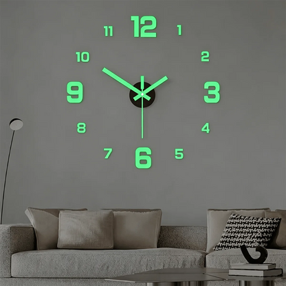 Glow-In-The-Dark DIY Wall Clock Creative Design Mirror Surface Wall Decor Sticker Clock, Minimalist Decorative Clock, Silent Wall Sticker Clock, Living Room Bedroom Wall Sticker Creative Clock (Glow-In-The-Dark Model Only Glo