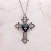 Y2K Gothic Big Cross Necklace Pink Black Red Heart Irregular Goth Large Cross Pendant Necklaces for Men Women Couple Jewelry