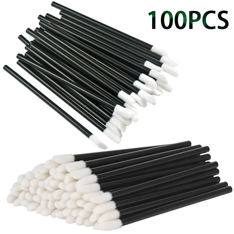 100PCS Lip Brushes Makeup Brush Eyelashes Extension Applicator Lipstick Wands Set For Woman Cosmetic Colourful Make Up Tools