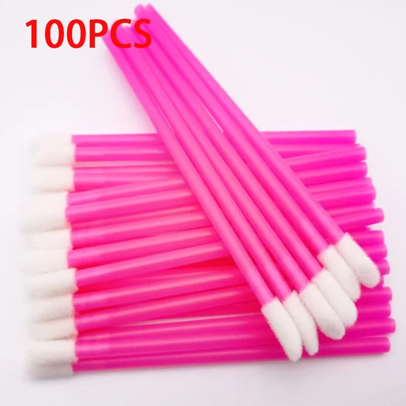 100PCS Lip Brushes Makeup Brush Eyelashes Extension Applicator Lipstick Wands Set For Woman Cosmetic Colourful Make Up Tools