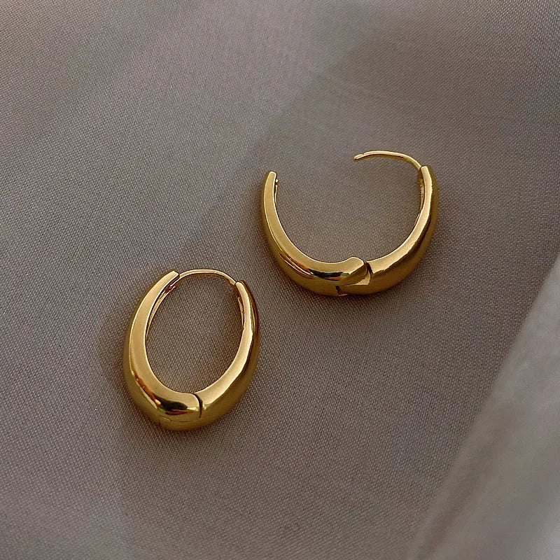 HOT Vintage Smooth Metal Hoop Earrings For Woman Girl Elegent Luxury New Korean Jewelry Temperament Girl's Daily Wear earrings