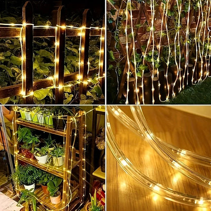 1pc Solar LED Tube Light 100LED Tube Rope String Light 8 Modes with Outdoor PVC Tube Light Solar Fence Light For Home Garden Yard Party Party Decoration