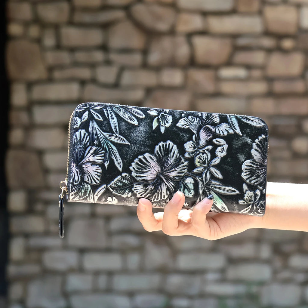 Women's Floral PU Leather Long Wallet – Large Capacity Card Holder & Coin Purse, 8 Styles - TRYSHOPPY
