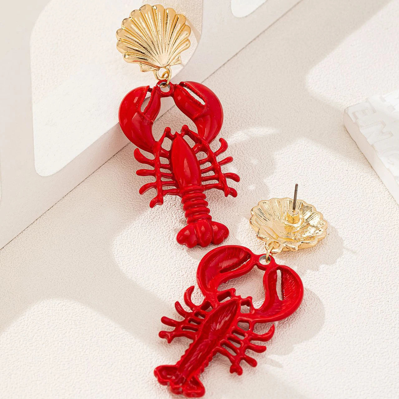 2025 Exaggerated Lobster Seashell Drop Earrings Bohemian Summer Beach Ocean Style Animal Colorful Crab Lobster Holiday Earring