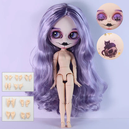 ICY DBS Blyth 1/6 doll hand painted makeup theme set skull face shell sleepy eyes long eyelashes bjd doll complete set sd