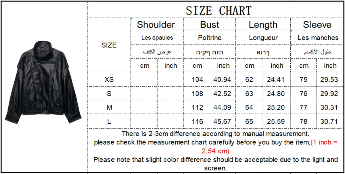 TFMLN 2025 Women Faux Leather Loose Jacket High Street Stand Collar Long Sleeve Coat Fashion Causal Zipper Outwear Autumn Winter