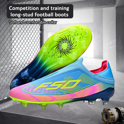 AG/FG Soccer Cleats for Men Women Youth PU Fabric Upper TPU Sole Non-Slip Wear-Resistant for Natural Grass Sports Pitch Tra