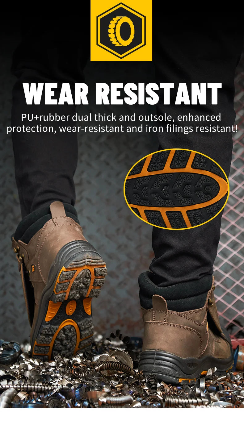 Genuine Leather Work Safety Boots Men High Temperature Resistant Welding Shoes Puncture-Proof Indestructible Shoes Work Boots