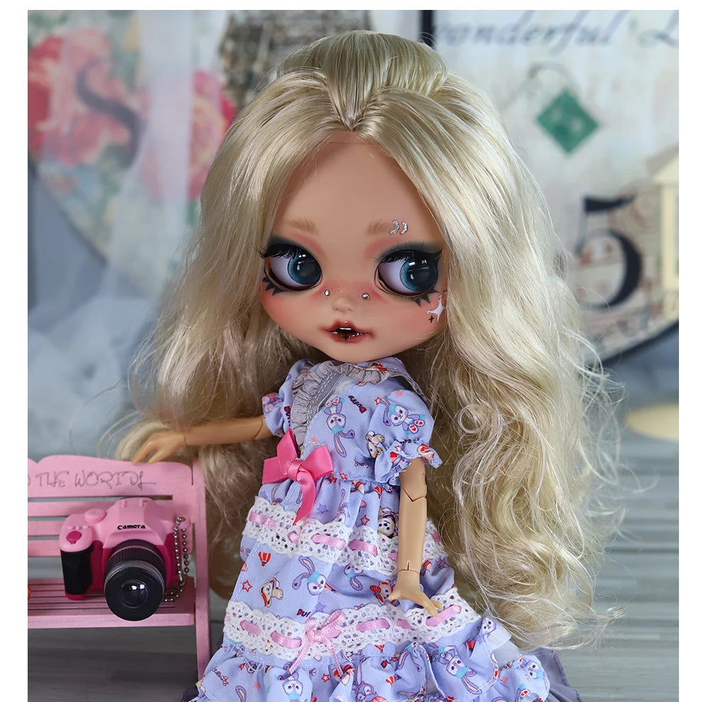 ICY DBS Blyth 1/6 Doll Hand Painted Set Tan Skin Long Eyelash Sleeping Doll Set SD