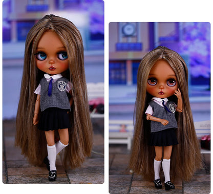 ICY DBS Bryce 1/6 Hand-Painted Doll Set Doll with Black skin, Long Lashes, and Sunspots SD Version