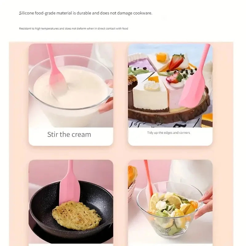 5pcs Colorful Silicone Kitchen Utensil Set Large Scraper Small Scraper Mixer Oil Brush Long Spatula Color Baking Kitchen Tools