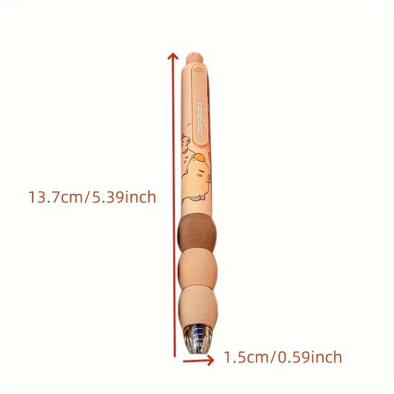 Set of 4 Capybara-Themed Erasable Gel Pens Point of 0.5 Mm Soft Grip Barrel Perfect Gift Choice Office And School Supplies