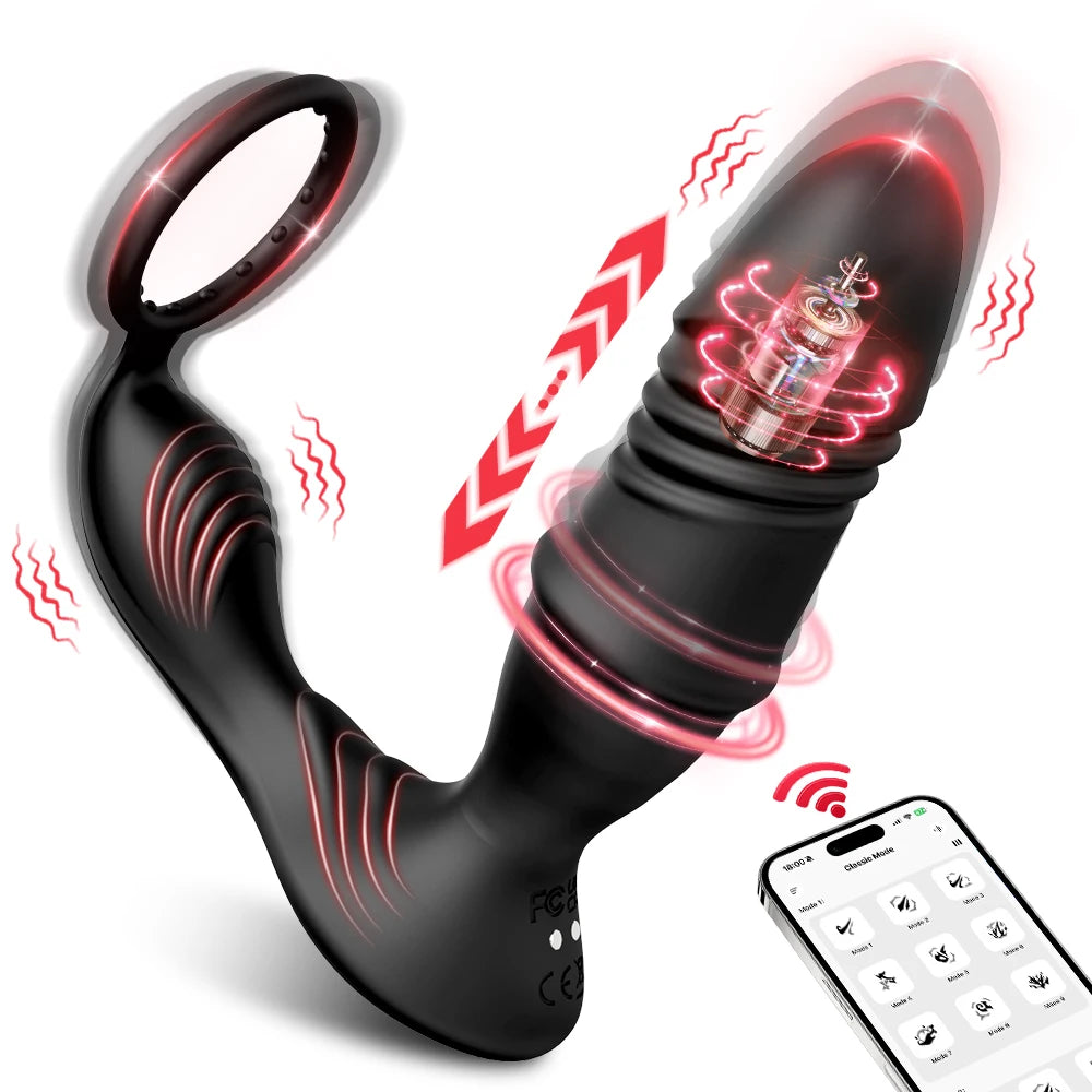 Thrusting Prostate Massager with Ring