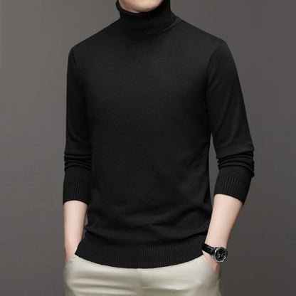 2026 New Mens Knitted Sweaters Solid Color Turtleneck Breathable Pullovers Warm Outdoor Basic Streetwear autumn Business Tops