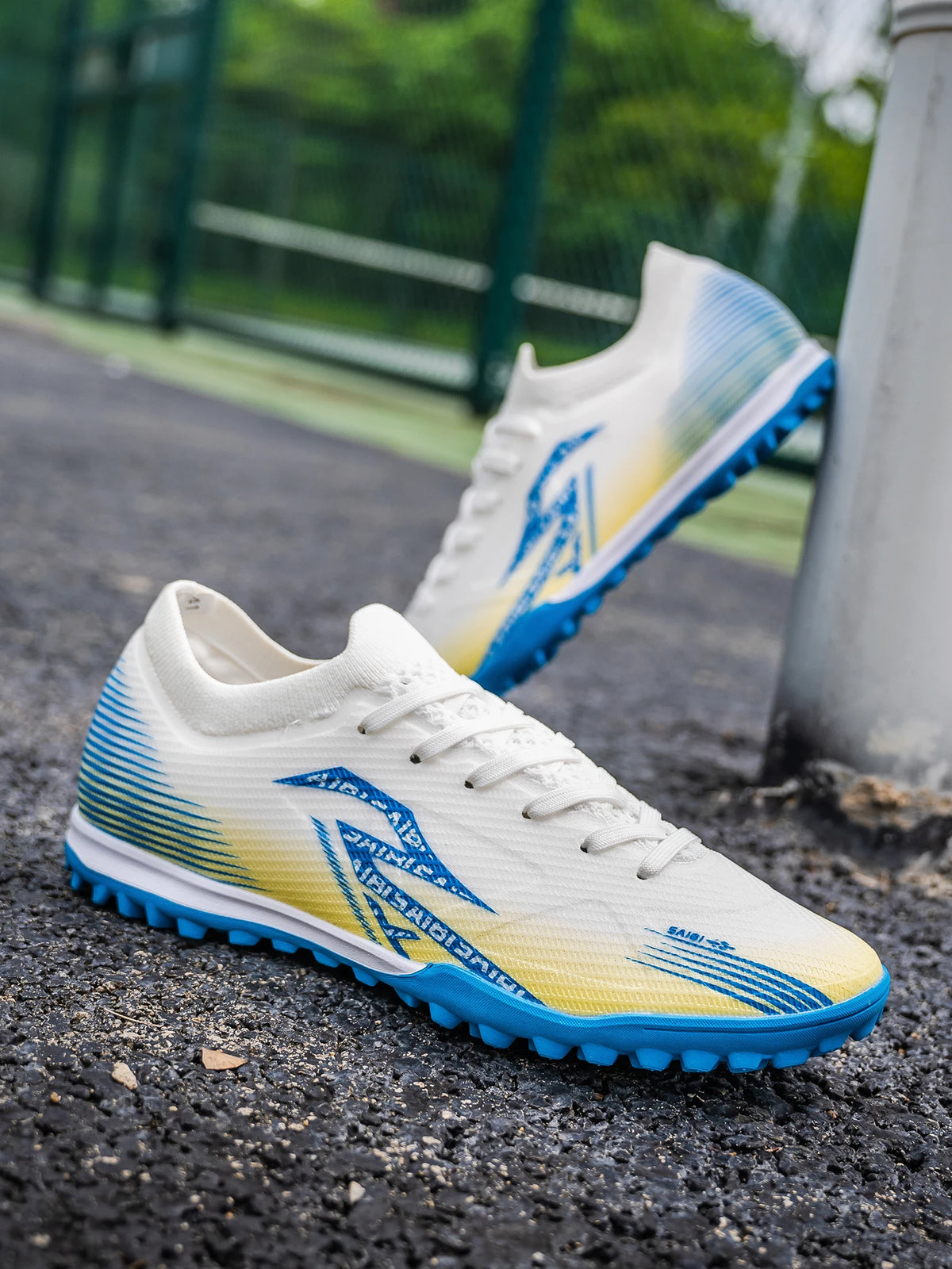 Men TF Turf Soccer Shoes Breathable PU Upper Anti‑Slip Rubber Outsole Light Footwear For Artificial Grass Training