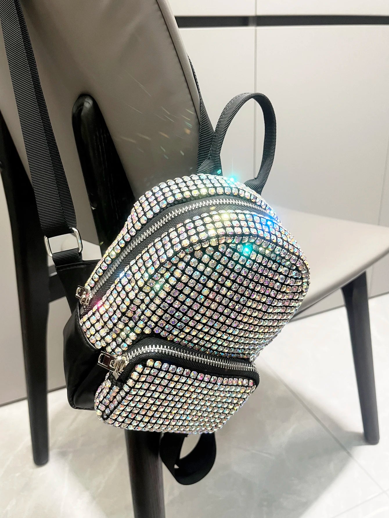 Women's Crystal Rhinestone Metallic Backpack – Mini Size, 4 Colors - TRYSHOPPY