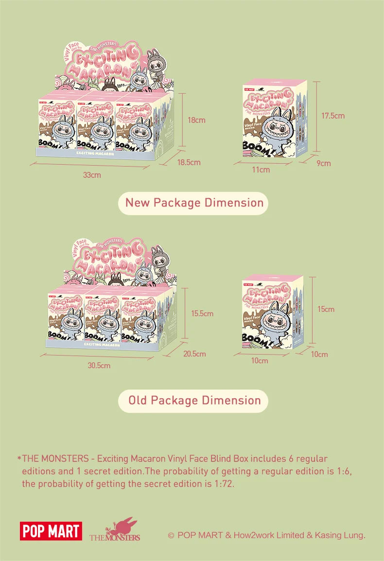LABUB 1.0 Sweet Macaron Series-POP MART: 100% Genuine Figure, Blind Box, Sweet Theme, Collecting/Gifting, Hot Trend!