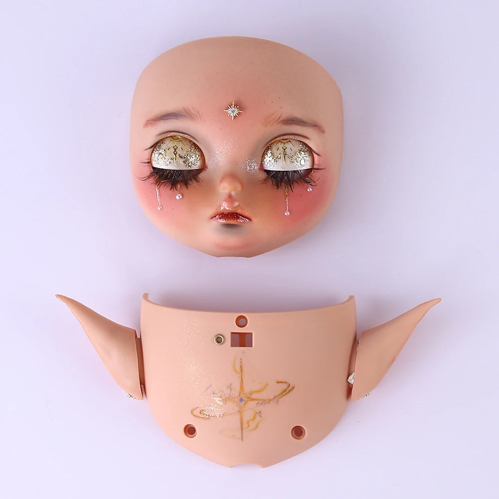 Blyth1/6 doll Hand-painted shell DIY makeup lip carving eyebrows handmade Ears