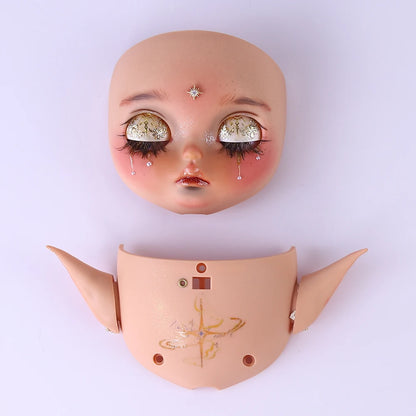 Blyth1/6 doll Hand-painted shell DIY makeup lip carving eyebrows handmade Ears