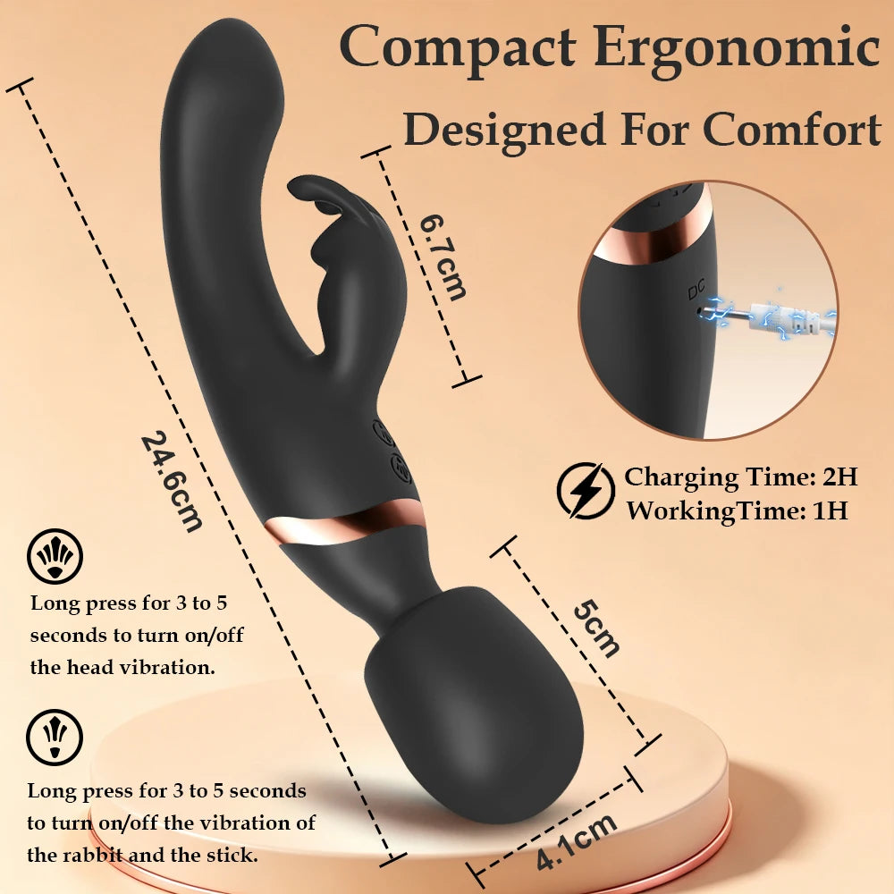 Powerful  Rabbit Vibrator for Women Clitoris Stimulate Massage Plug G Spot Vagina Female Masturbator Sex Toys for Adult 18