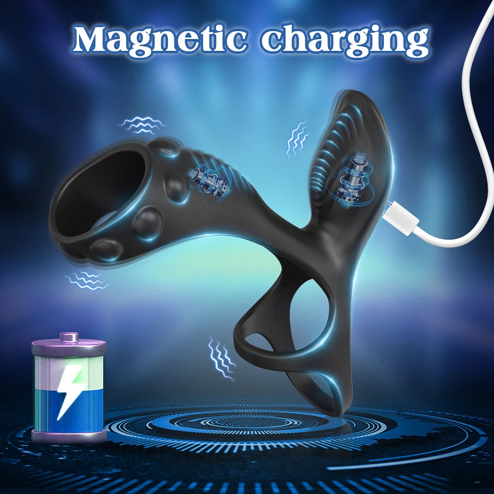 Adult Sex Toys Penis Ring - Vibrating Cock Ring with Clit & G Spot Vibrator for Men Couples, Penis Sleeve for Stronger Erection
