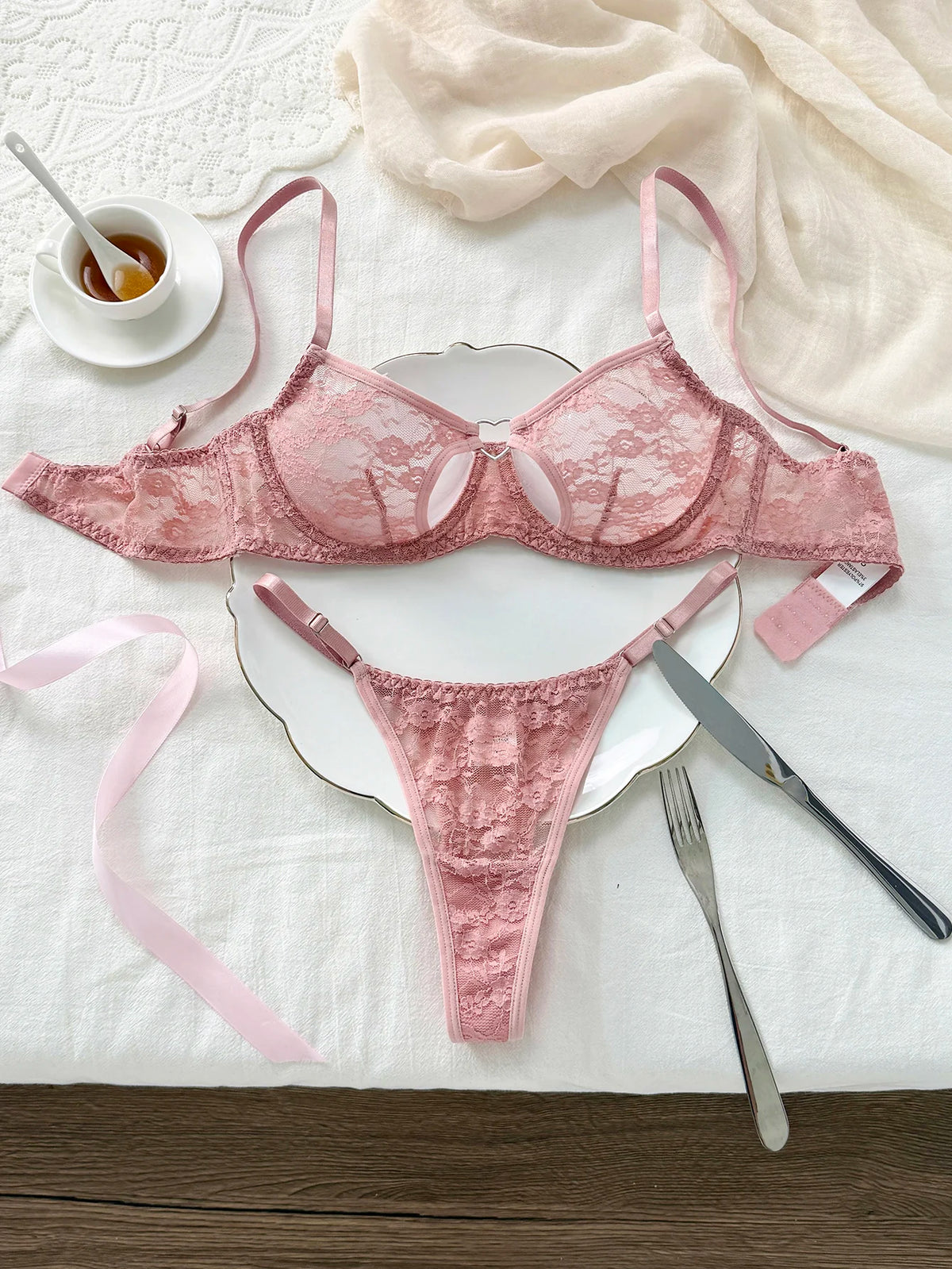 Women's Heart Buckle Bra & Panty Set