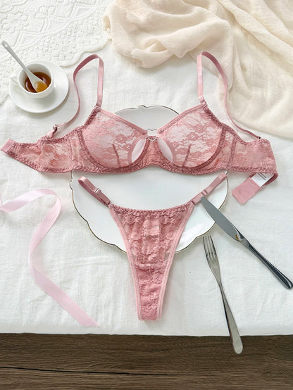 Women's Heart Buckle Bra & Panty Set