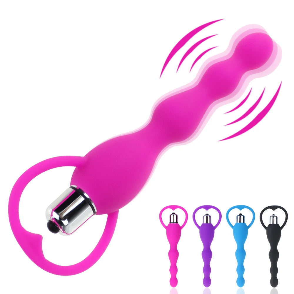 Long Anal Vibrator Butt Plug Silicone Vibrating Anal Beads Gay Toy Male Prostate Massage Sex Toys for Women Men Adult Products