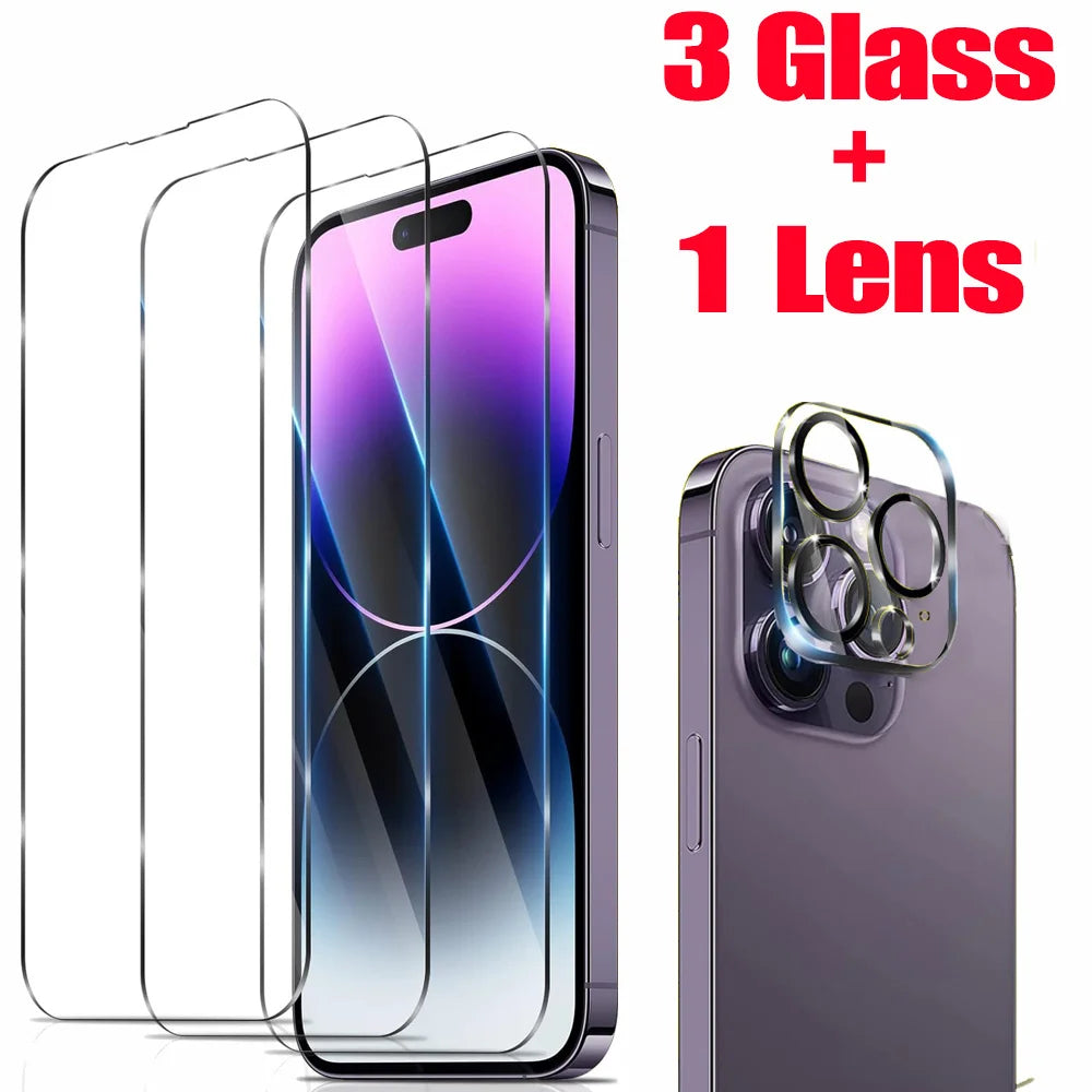 HD Screen Protection For iPhone 16 15 17 14 13 12 11 Pro Max Tempered Glass iPhone 15 Pro Camera Lens Film iPhone 16 Plus 13 Min