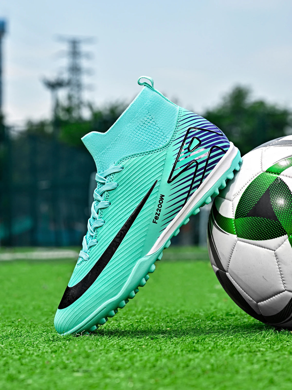 Shock-absorb TF Football Boots Soft Thick PU Textile Rubber Outsole Anti-slip Relieve Long-time Training Foot Fatigue