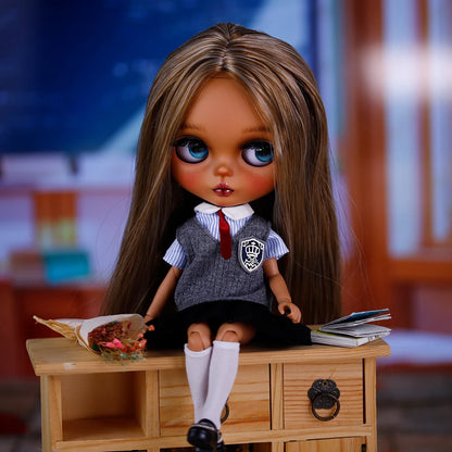 ICY DBS Bryce 1/6 Hand-Painted Doll Set Doll with Black skin, Long Lashes, and Sunspots SD Version