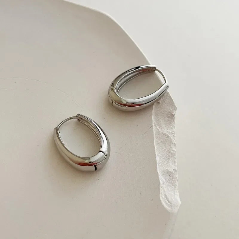 HOT Vintage Smooth Metal Hoop Earrings For Woman Girl Elegent Luxury New Korean Jewelry Temperament Girl's Daily Wear earrings