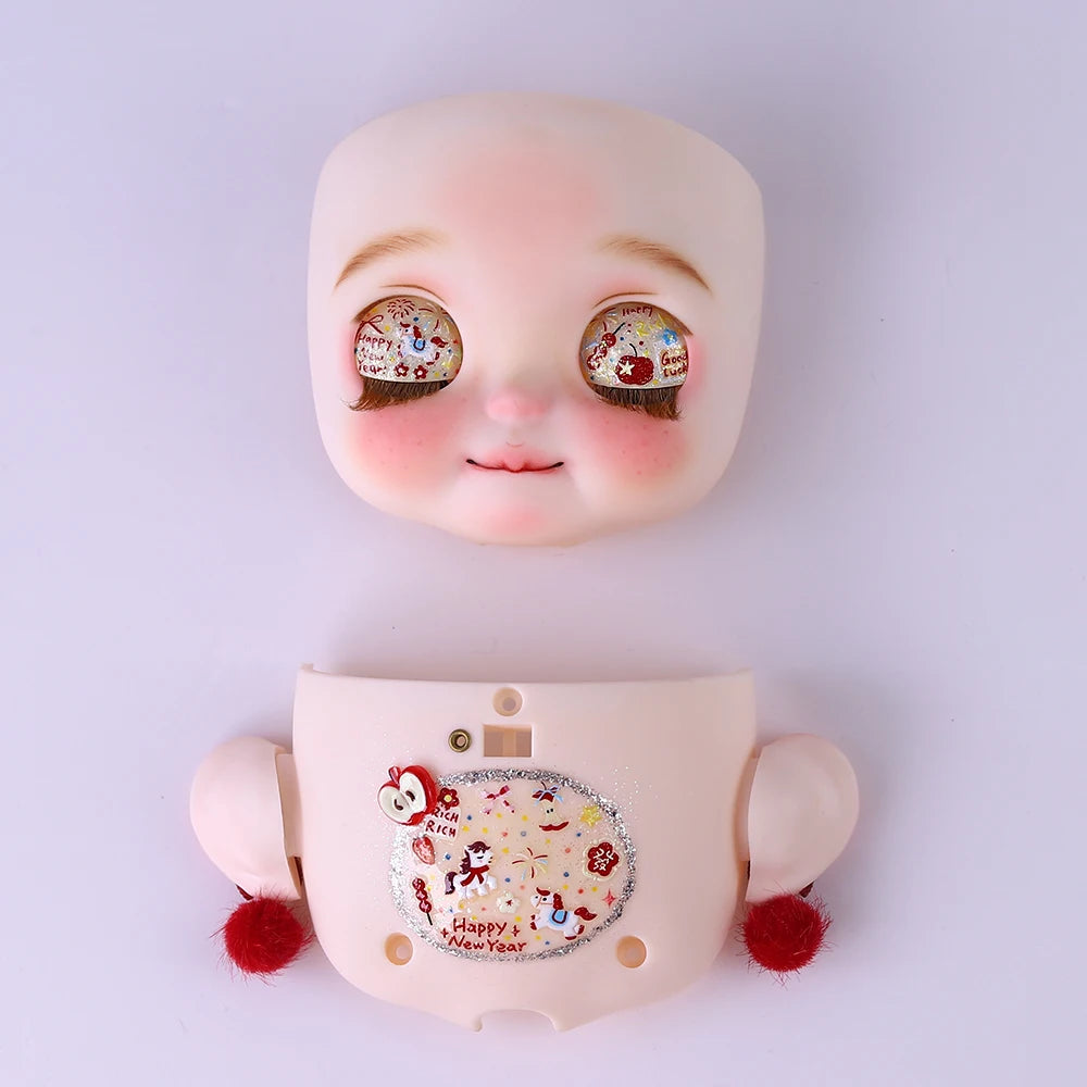 Blyth1/6 doll Hand-painted shell DIY makeup lip carving eyebrows handmade Ears