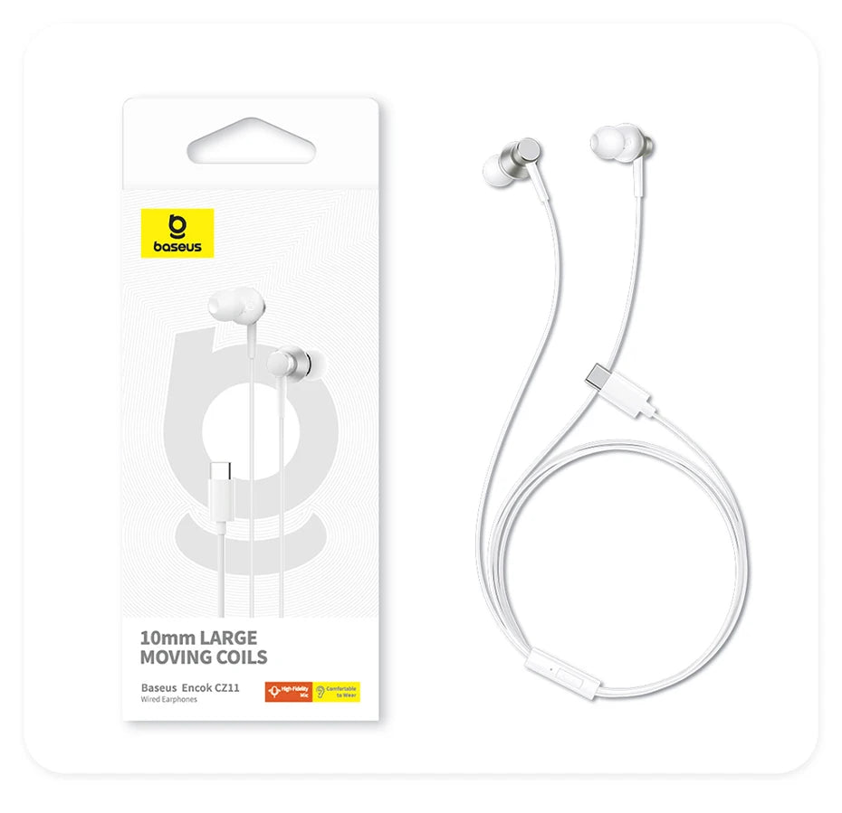 Baseus Encok CZ11/HZ11 Wired Earphones Type-C/3.5mm Jack Wired Headphones With Mic 120°Angle For Laptop Computer Tablet Phone