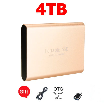 High-speed SSD 1TB Portable External Hard Drive 2TB Solid State Drive 4TB Mass Hard Disk for Laptop Mac PC and Mobile Phone Data