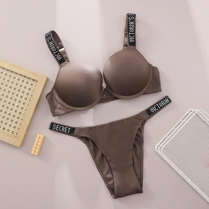 Women's Push-Up Bra & Thong Set