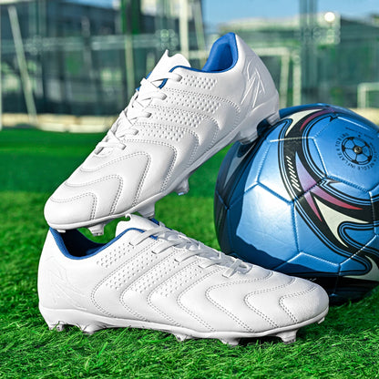 Unisex AG/FG Soccer Shoes, Retro-inspired Design, Premium PU Leather, Durable TPU Outsole with Long Studs, Blends Style and Per